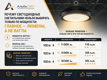 Люмены, световой поток и светоотдача — как правильно выбрать светодиодный светильник ТМ FAN Почему светодиодные светильники нужно выбирать по люменам, а не по мощности — рекомендации ООО «АльбаСВЕТ»